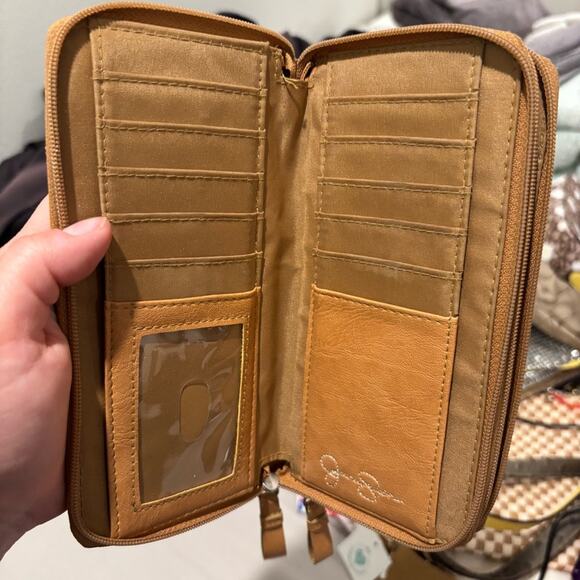 Jessica Simpson Tan and Cream Clutches Faux Letter - Picture 3 of 9